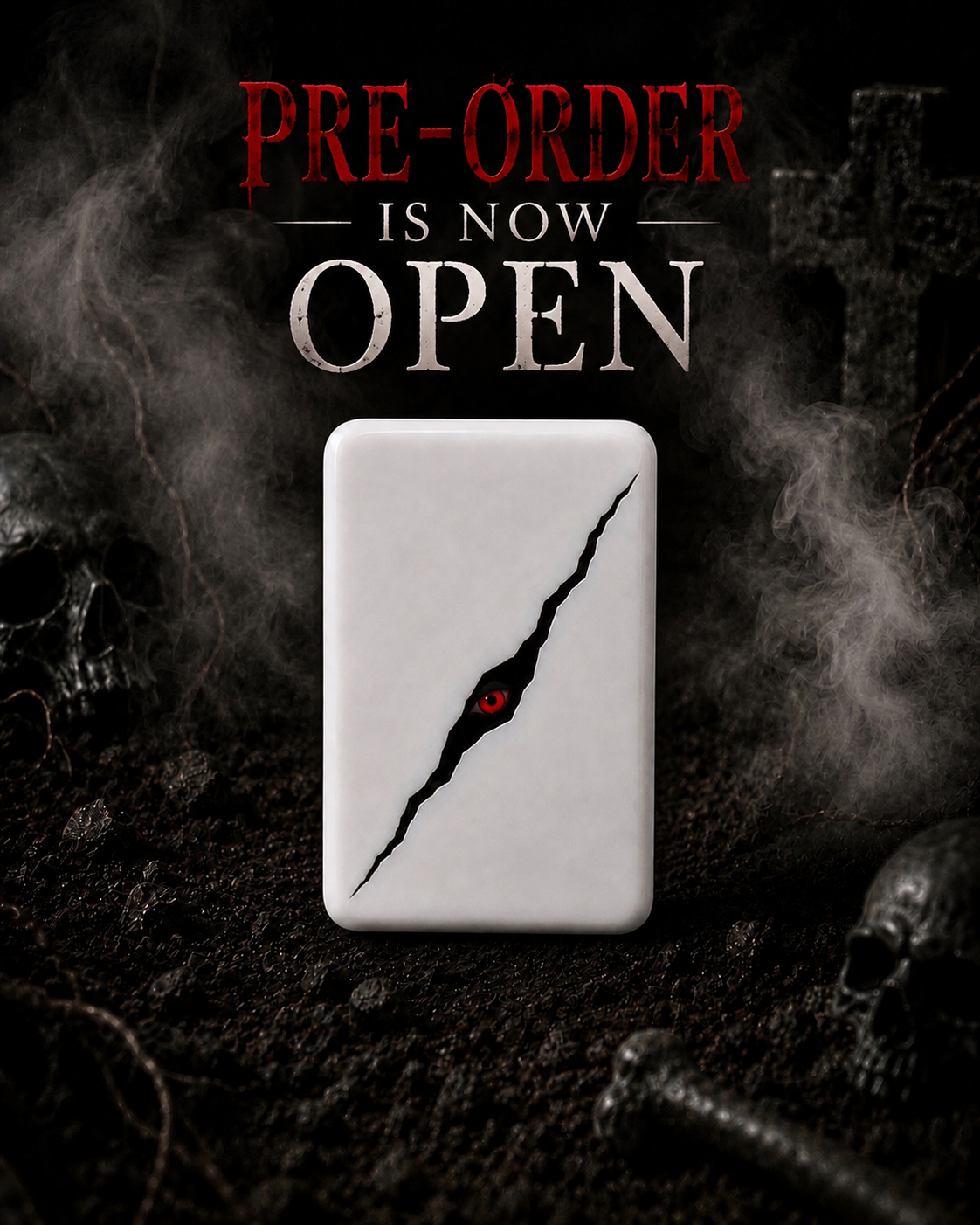 Halloween mahjong tile with spooky eye detail